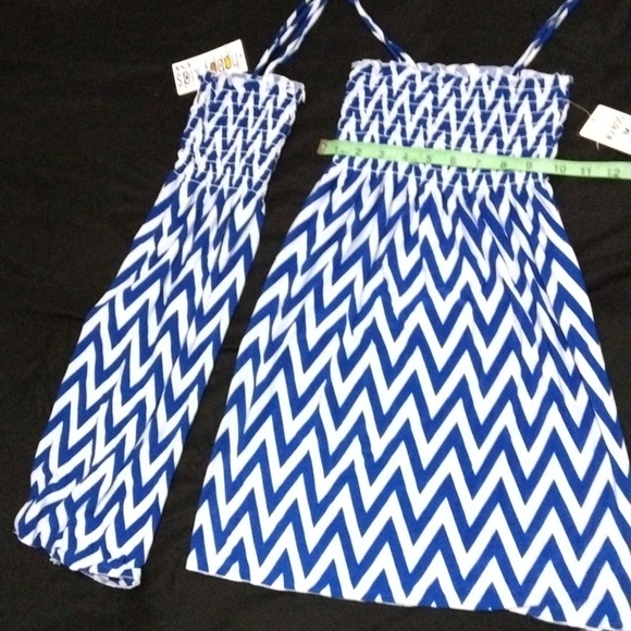 Blue summer dress with scraps blue and white - Picture 1 of 7